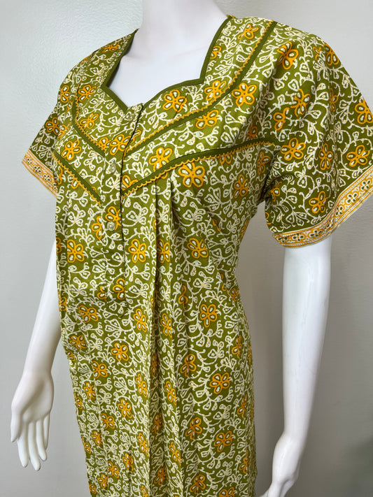 Sage Green Pleated 100% Cotton Nighty