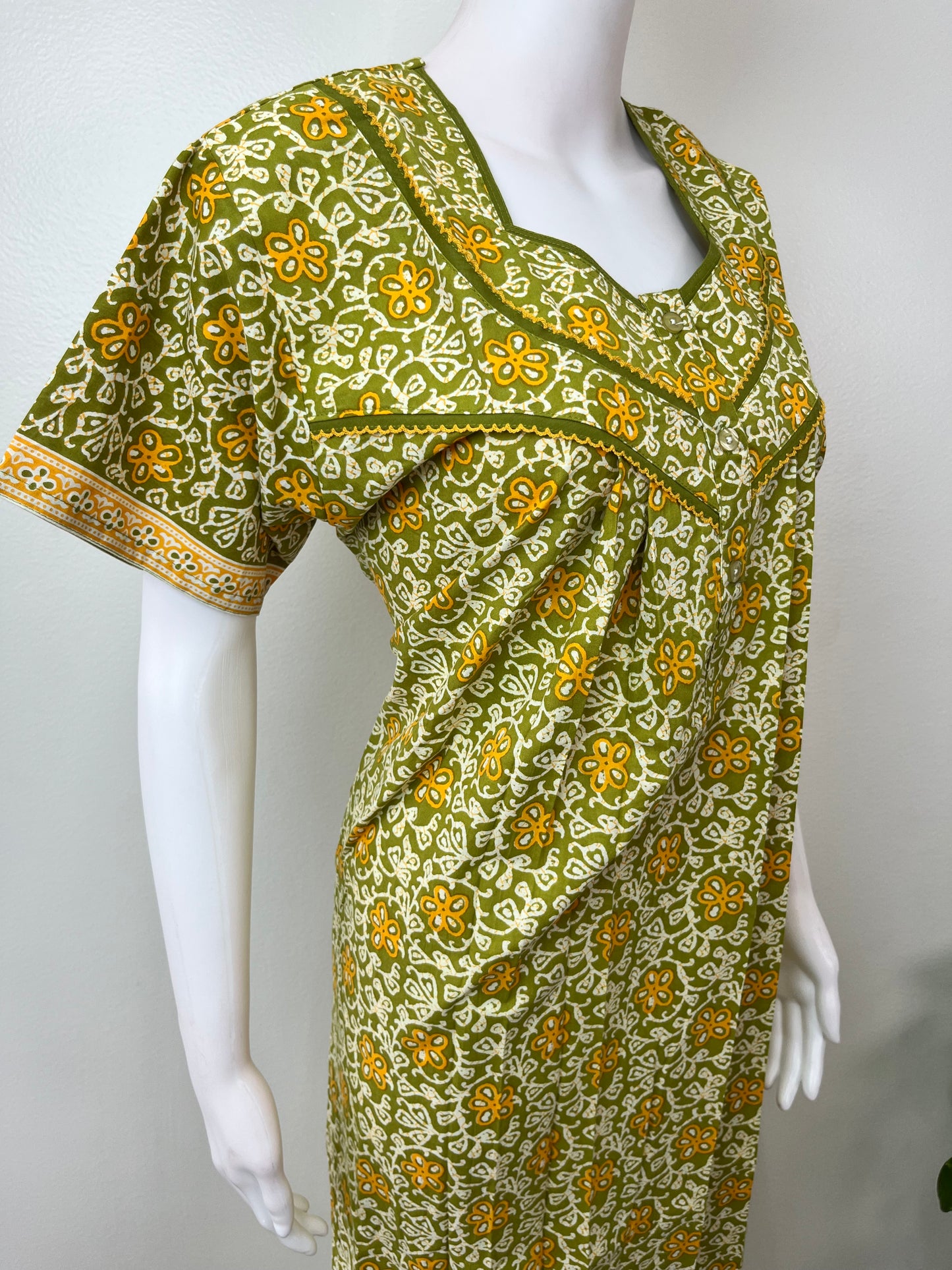 Sage Green Pleated 100% Cotton Nighty