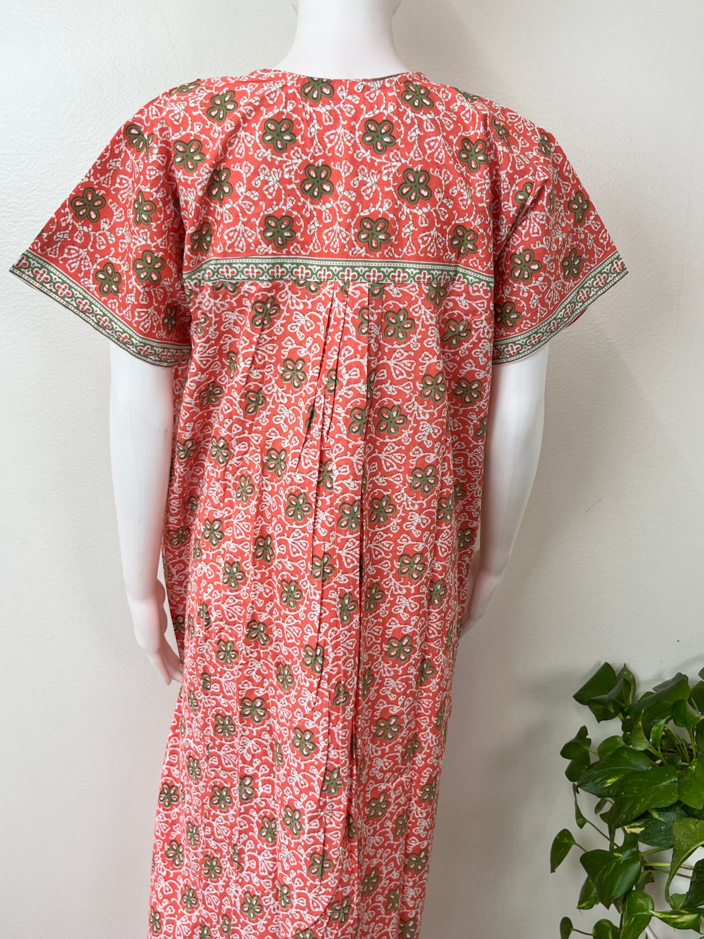 Orange Floral Pure Cotton Nighty for Women