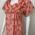 Orange Floral Pure Cotton Nighty for Women