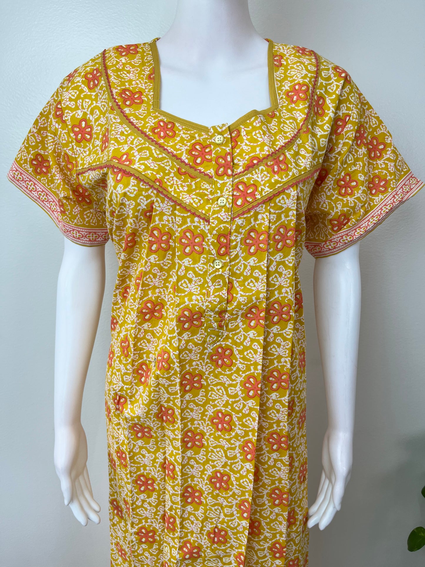 Yellow 100% Cotton Women's Nightgown