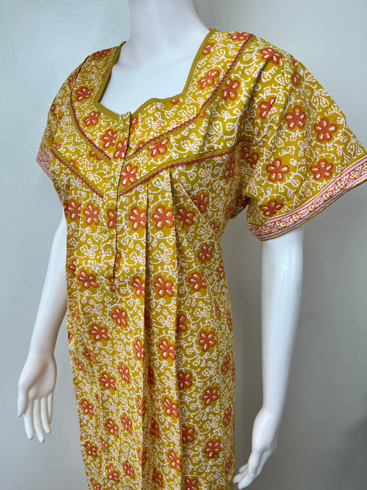 Yellow 100% Cotton Women's Nightgown