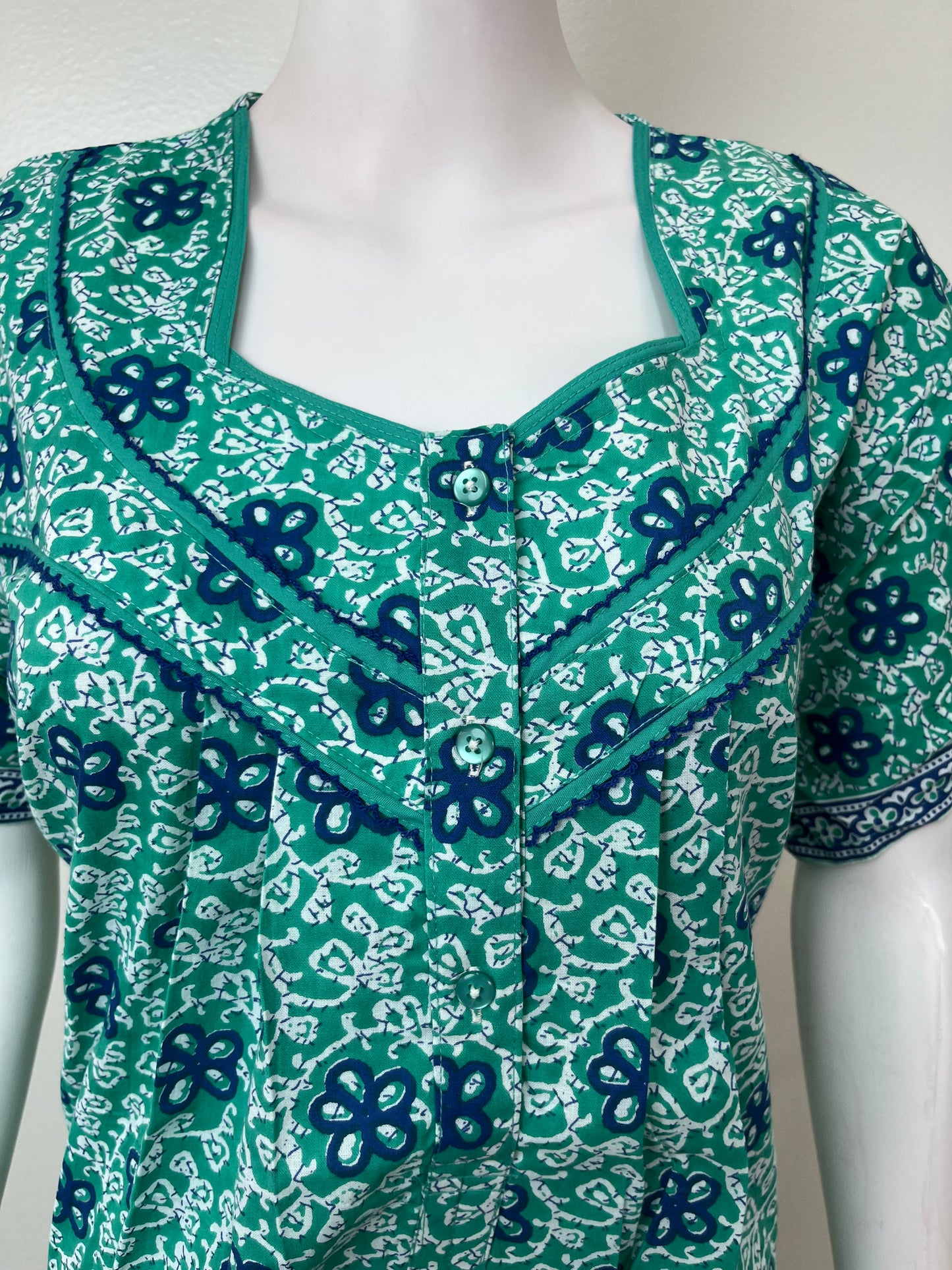 Turquoise Pure Cotton Nightgown for Women