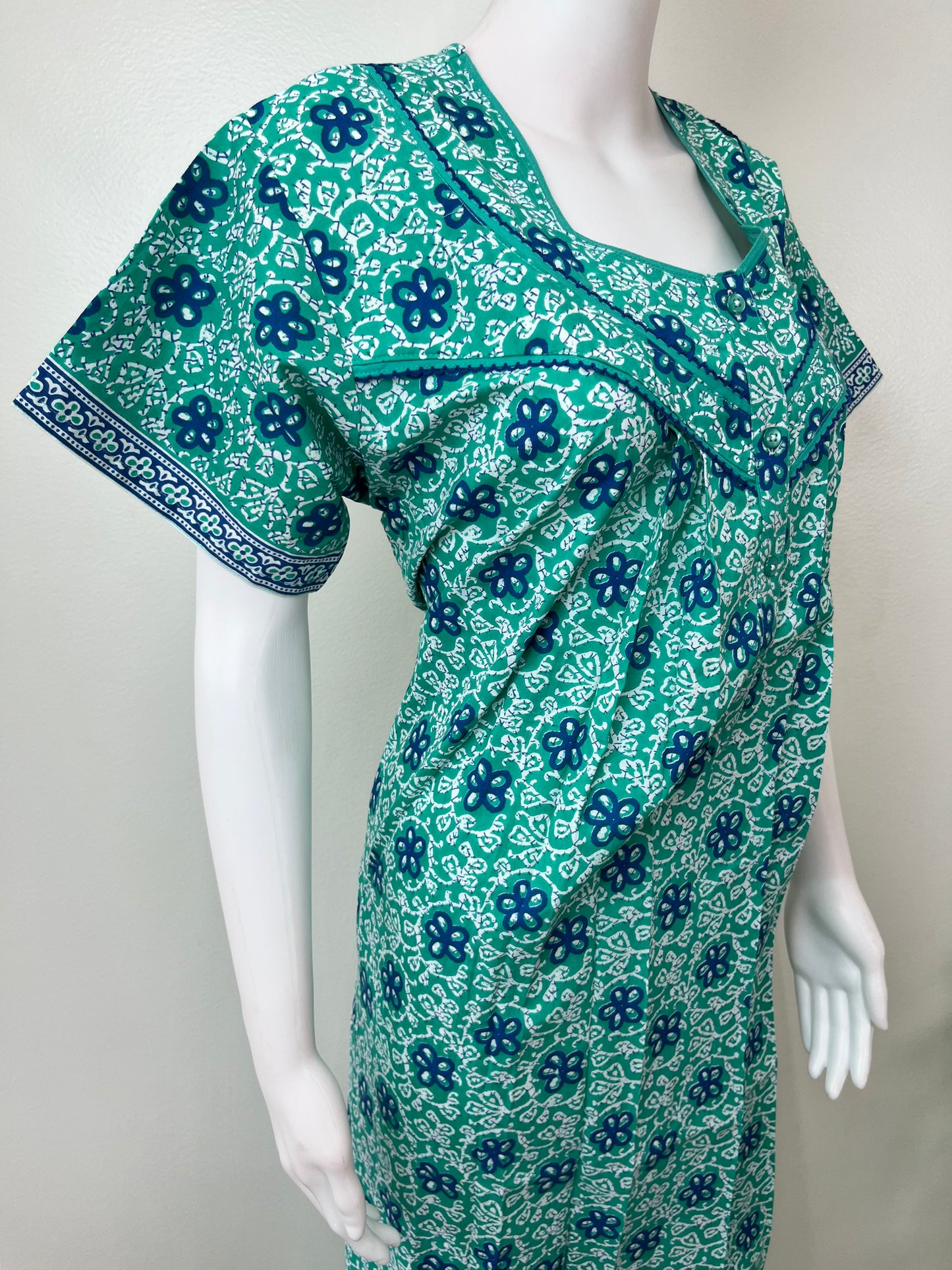 Turquoise Pure Cotton Nightgown for Women