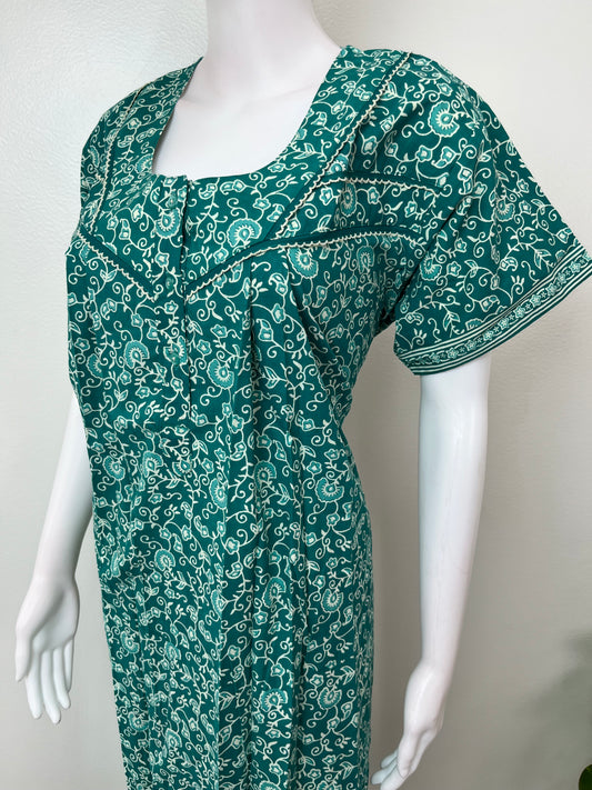 Teal Pure Cotton Women's Nightgown