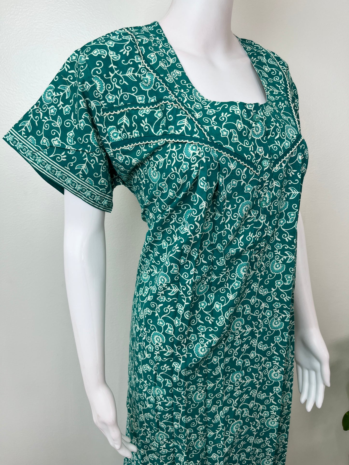 Teal Pure Cotton Women's Nightgown