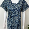 Navy Blue Printed 100% Cotton Nightgown