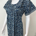 Navy Blue Printed 100% Cotton Nightgown