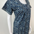 Navy Blue Printed 100% Cotton Nightgown