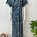 Navy Blue Printed 100% Cotton Nightgown