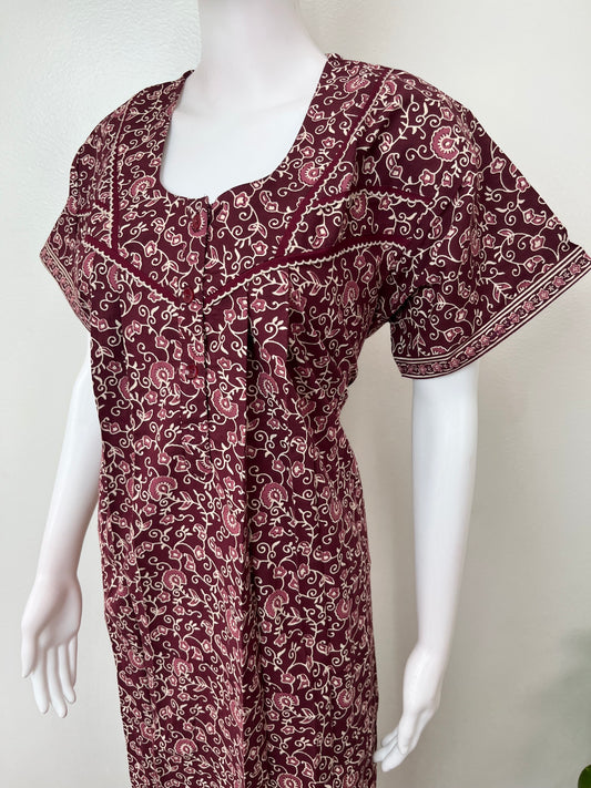 Wine Pure Cotton Nighty Soft & Comfortable