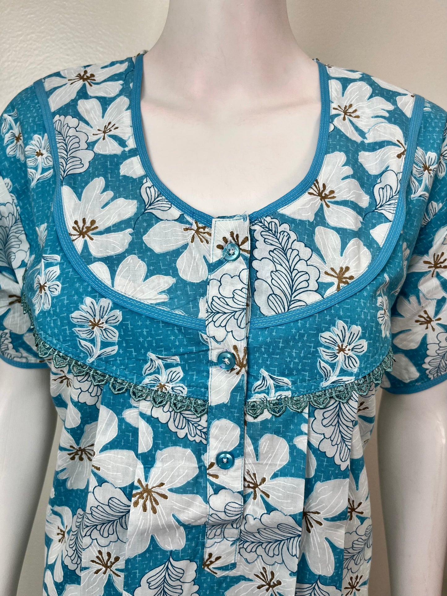 Sky Blue Pure Cotton Nightgown