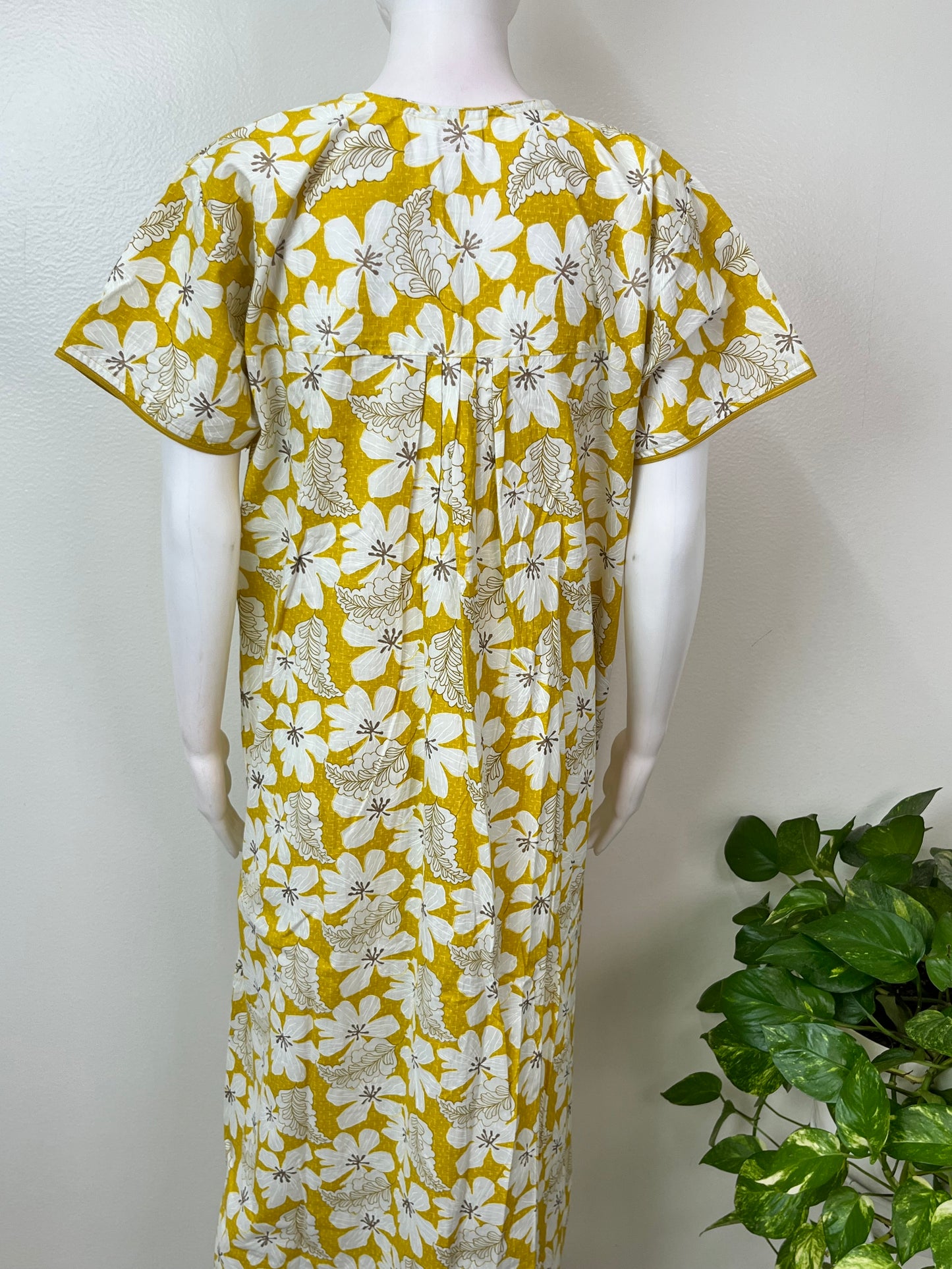 Yellow 100% Cotton Nightgown for Women