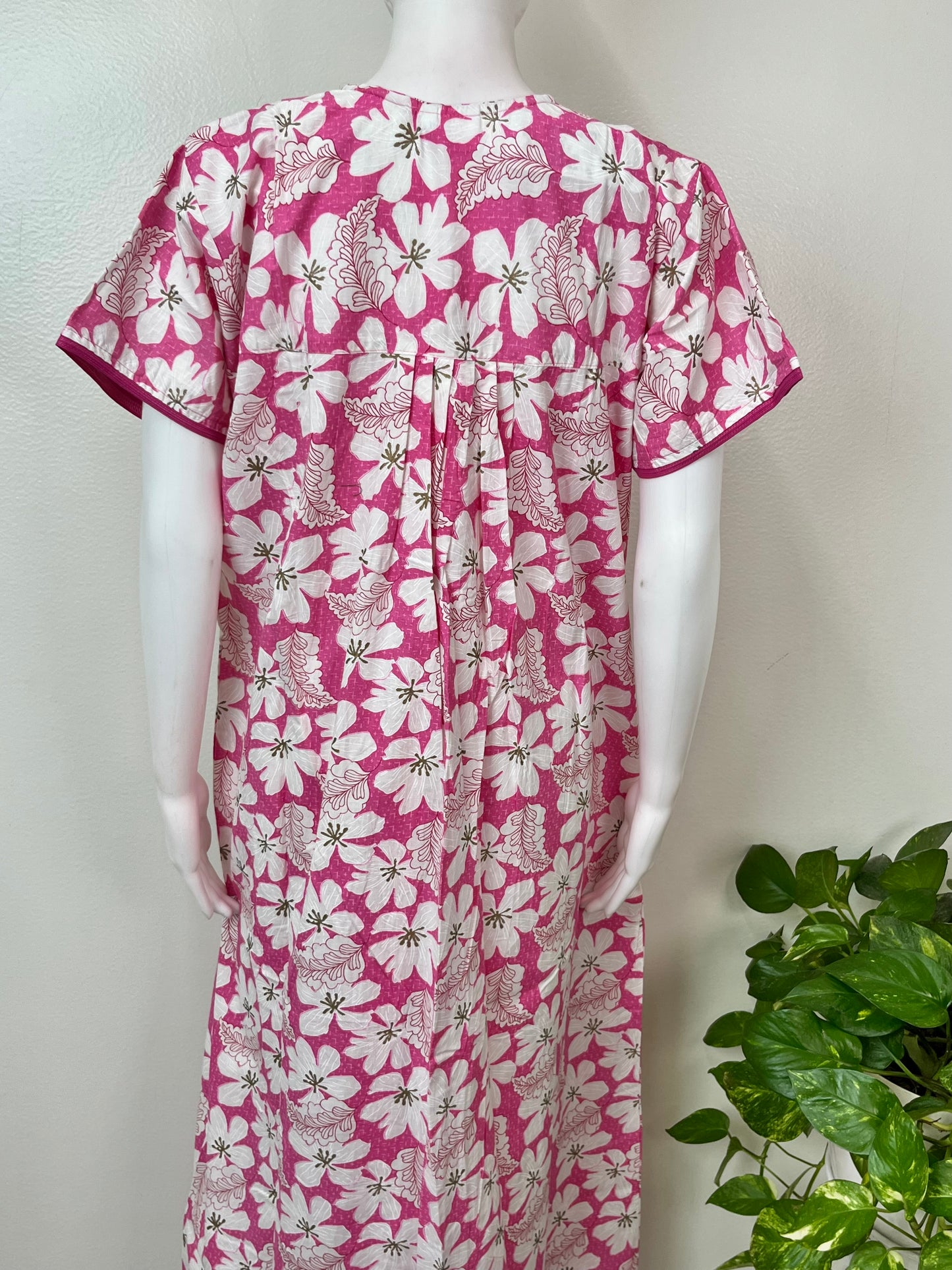 Pink Floral Printed 100% Cotton Nighty
