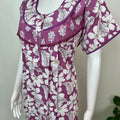 Purple Floral Printed 100% Cotton Nighty