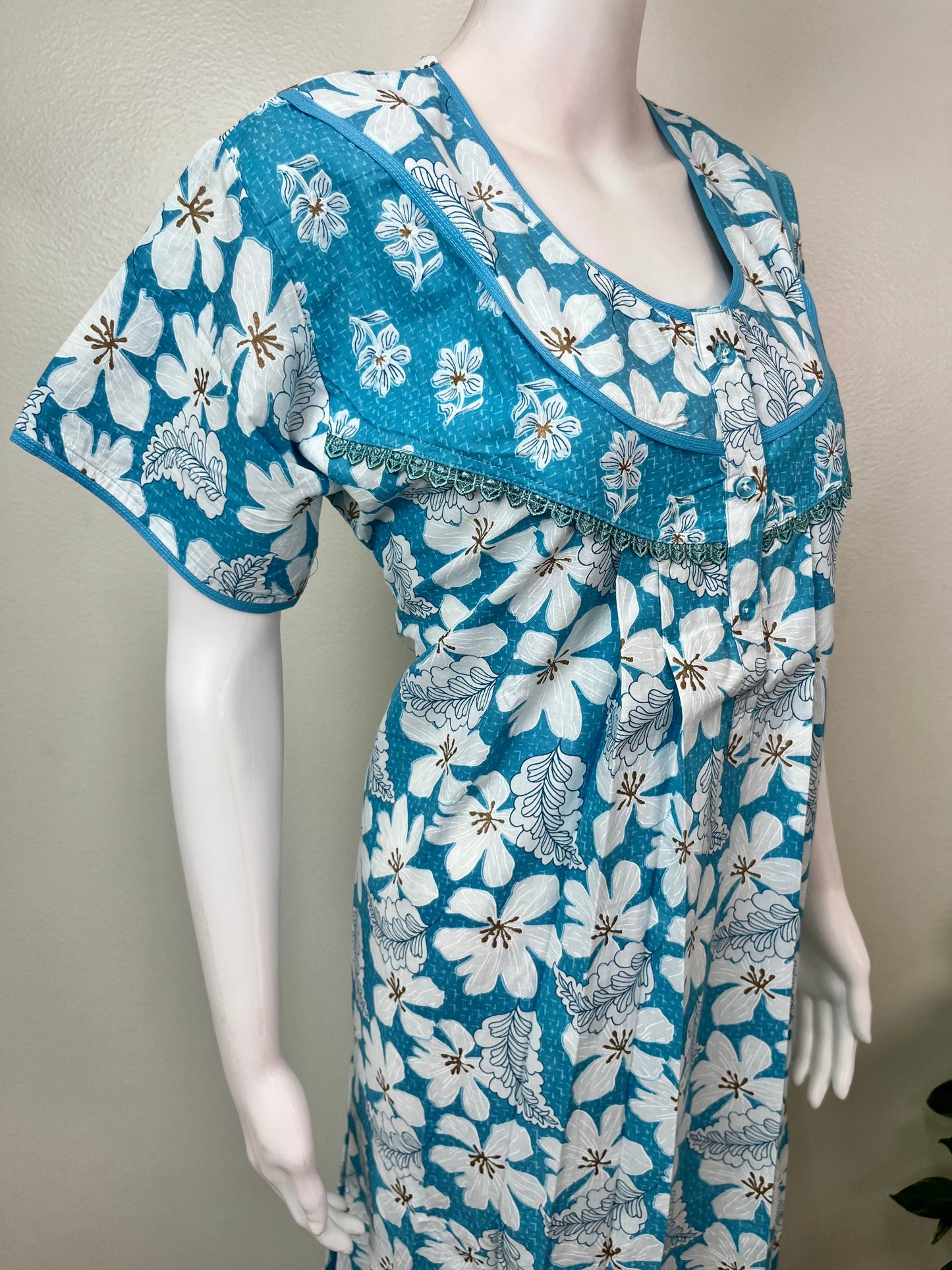 Sky Blue Pure Cotton Nightgown