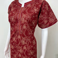 Maroon Elegant Embroidered 100% Cotton Nighty