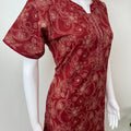 Maroon Elegant Embroidered 100% Cotton Nighty