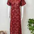 Maroon Elegant Embroidered 100% Cotton Nighty