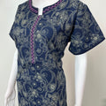Navy Blue A-Line Pure Cotton Nighty