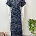 Navy Blue A-Line Pure Cotton Nighty