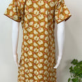 Yellow Floral Printed Pure Cotton Nightgown