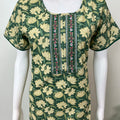 Green Floral Pure Cotton Women's Nighty