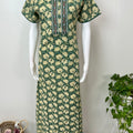 Green Floral Pure Cotton Women's Nighty