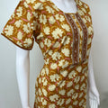 Yellow Floral Printed Pure Cotton Nightgown