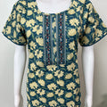 Blue 100% Cotton Nighty with Contrast Print