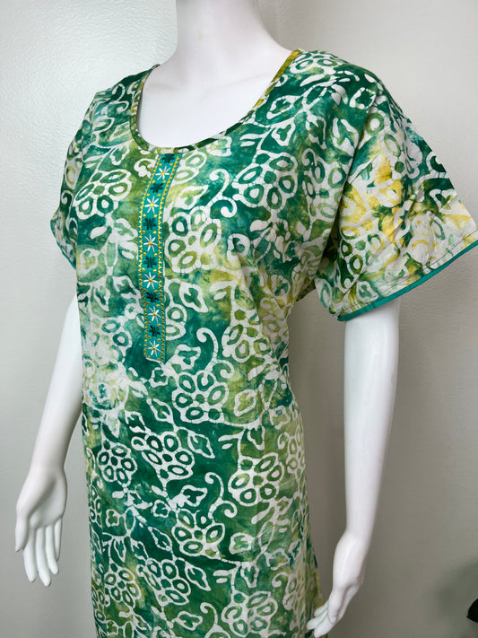 Green Batik Printed 100% Cotton Nightgown