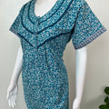 Teal Pleated Style 100% Cotton Nighty