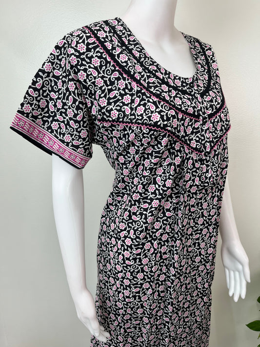 Navy Blue Pure Cotton Nighty for Women