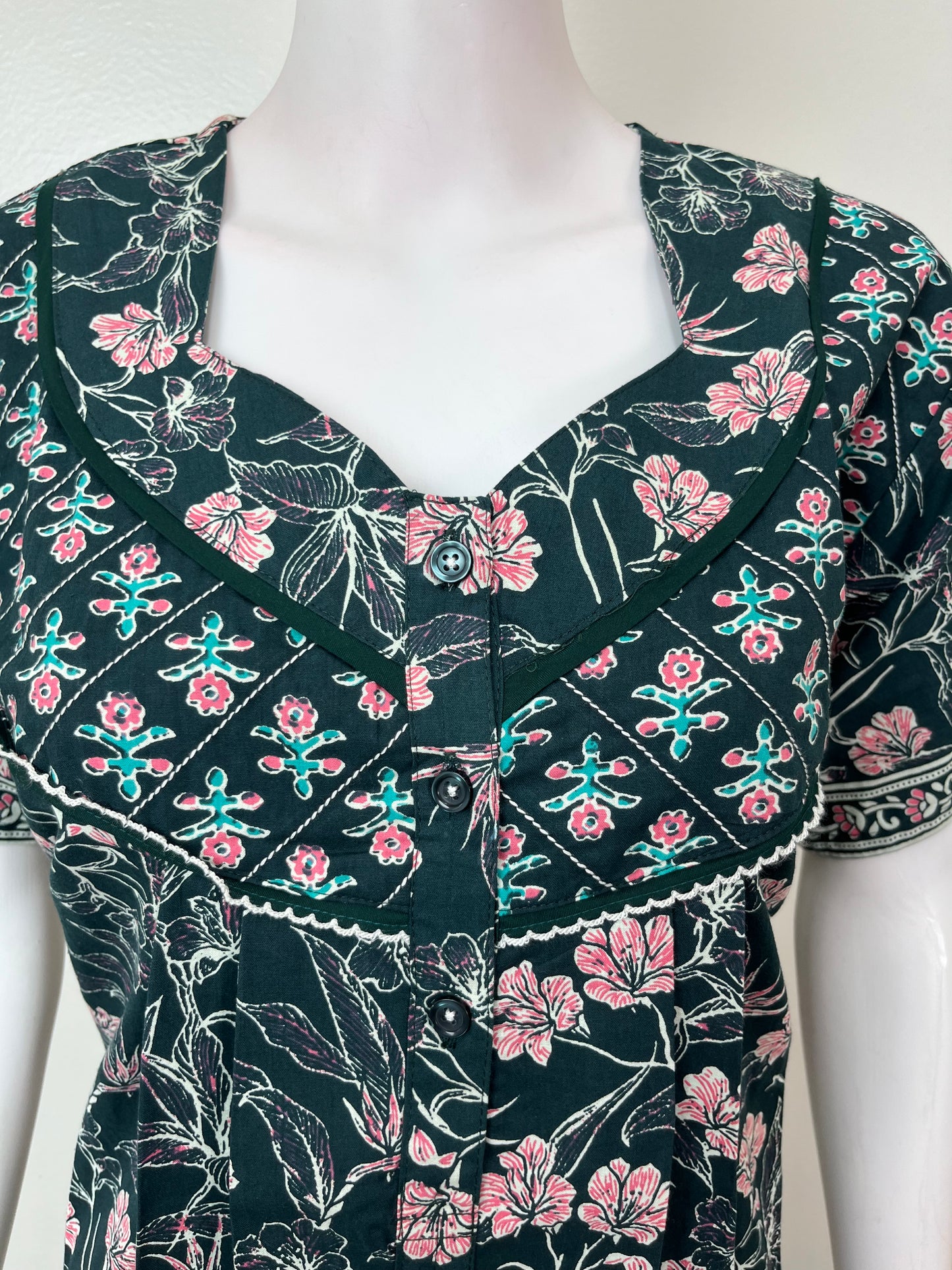 Bottle Green Pure Cotton Nighty for Women