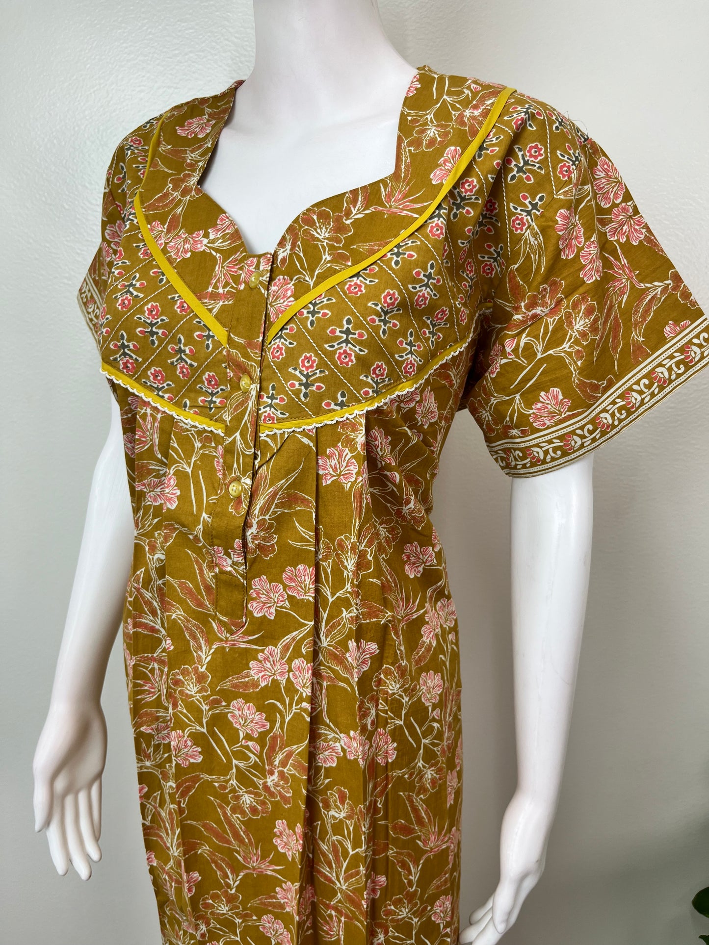 Mustard Pure Cotton Nightgown