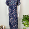 Navy Blue Floral Printed 100 % Cotton Nighty