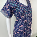 Navy Blue Floral Printed 100 % Cotton Nighty