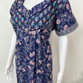 Navy Blue Floral Printed 100 % Cotton Nighty