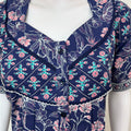 Navy Blue Floral Printed 100 % Cotton Nighty