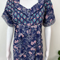 Navy Blue Floral Printed 100 % Cotton Nighty