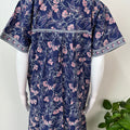 Navy Blue Floral Printed 100 % Cotton Nighty