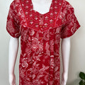 Red Pure Cotton Nighty Elegant & Breathable
