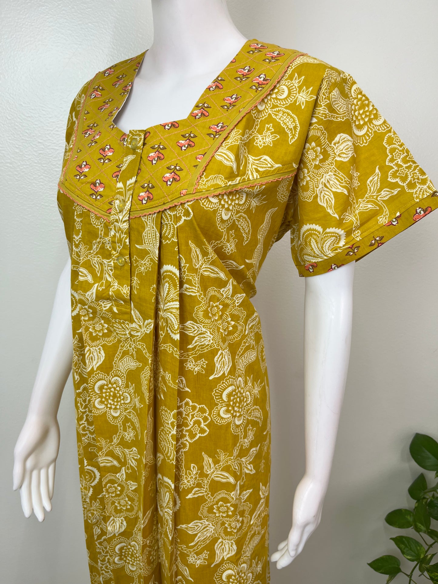 Yellow 100% Cotton Nighty for Women