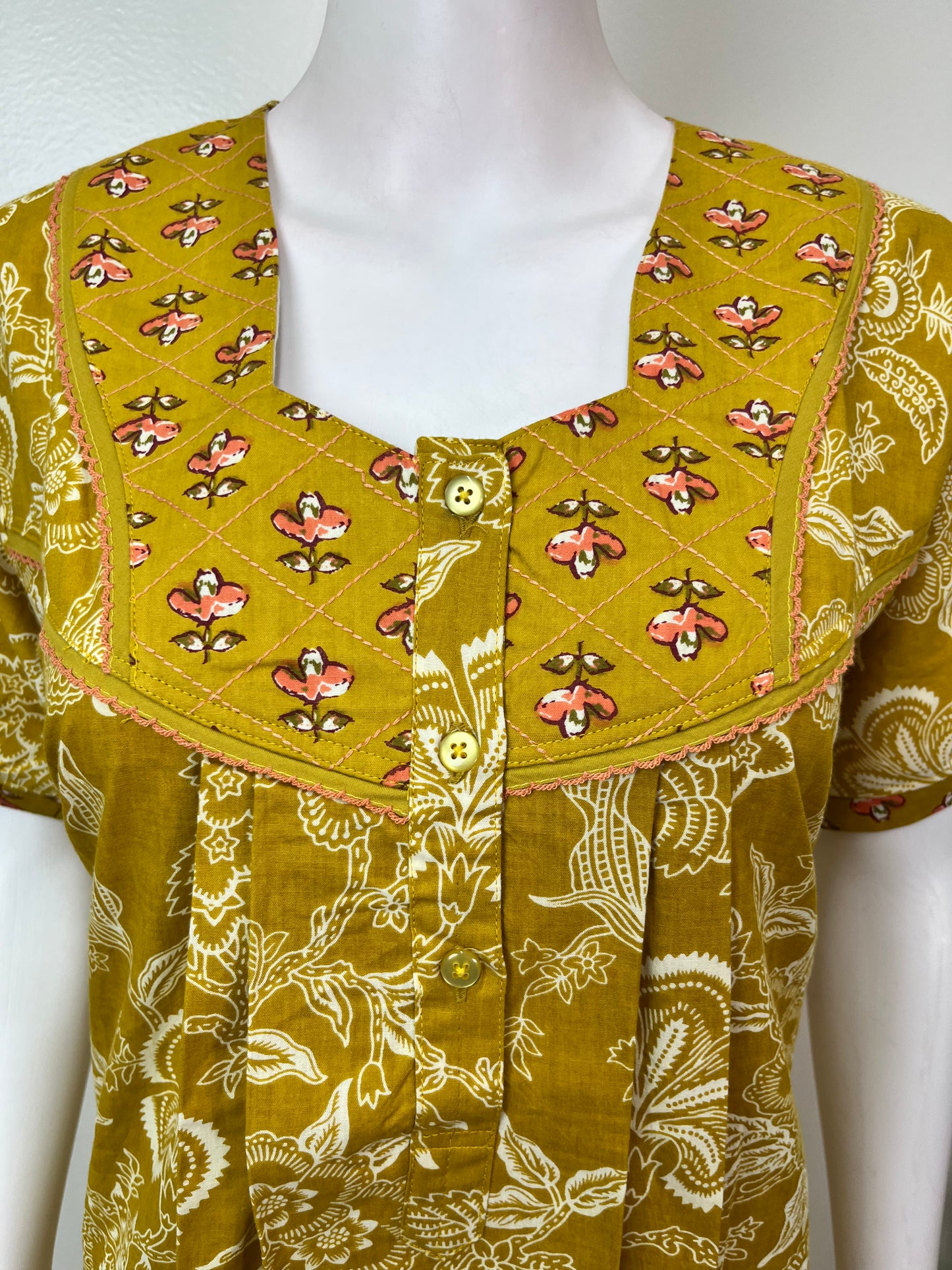 Yellow 100% Cotton Nighty for Women