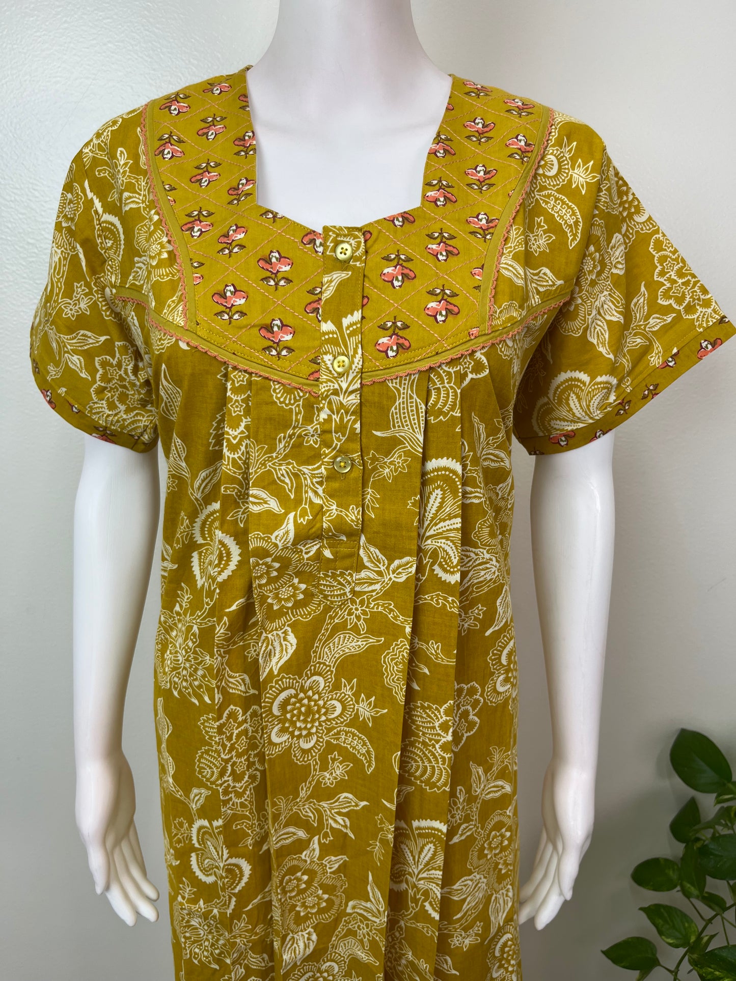 Yellow 100% Cotton Nighty for Women