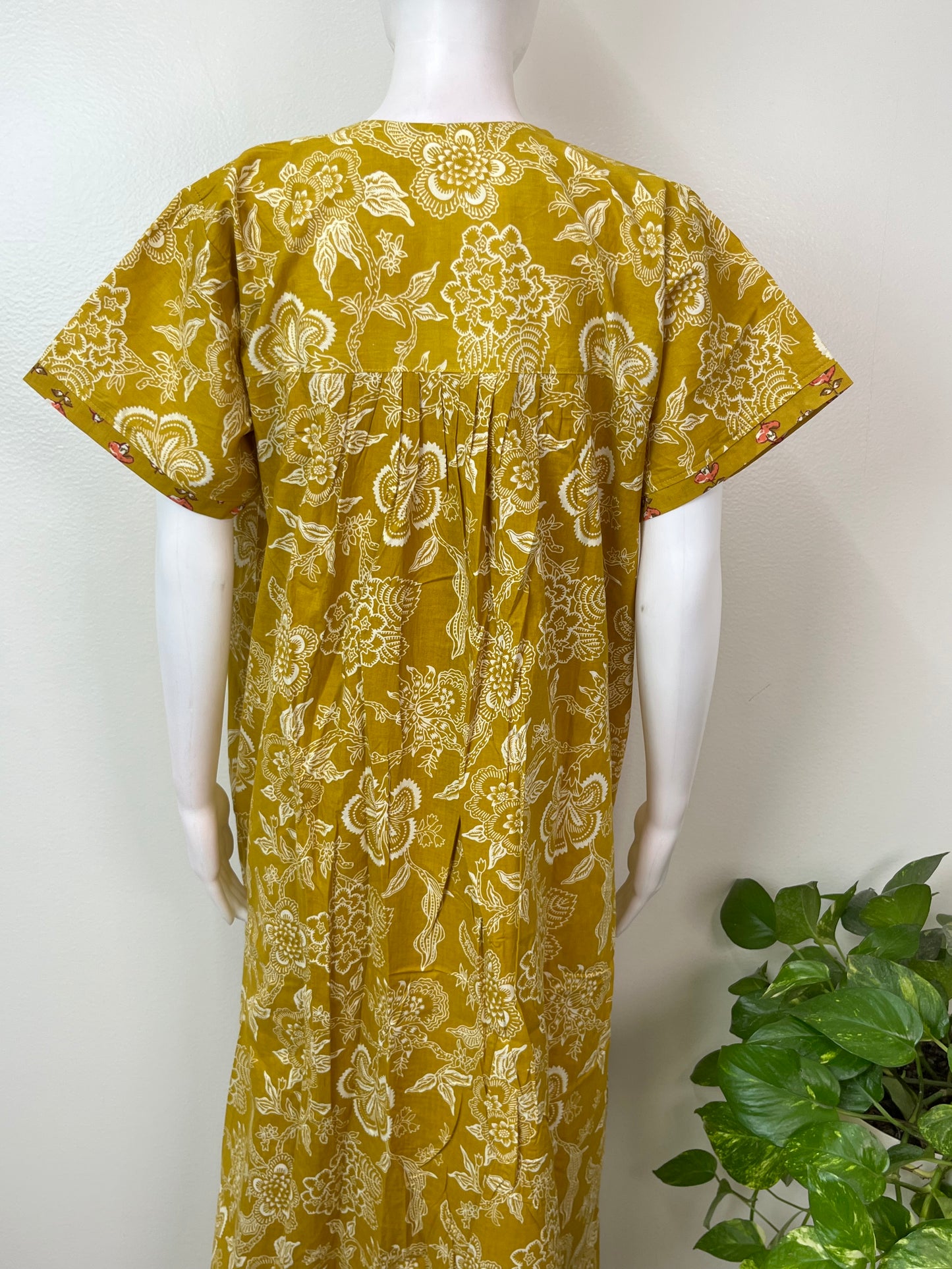 Yellow 100% Cotton Nighty for Women