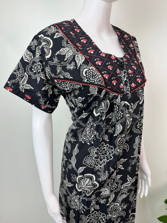 Black Elegant Pure Cotton Nightgown