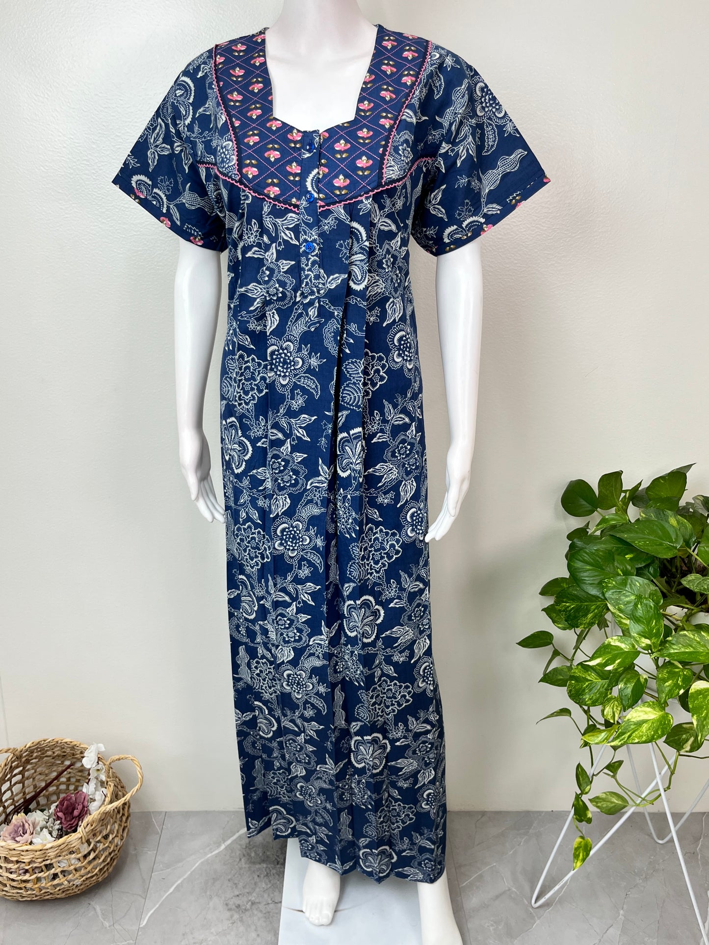 Royal Blue 100% Cotton Nighty Soft & Comfortable