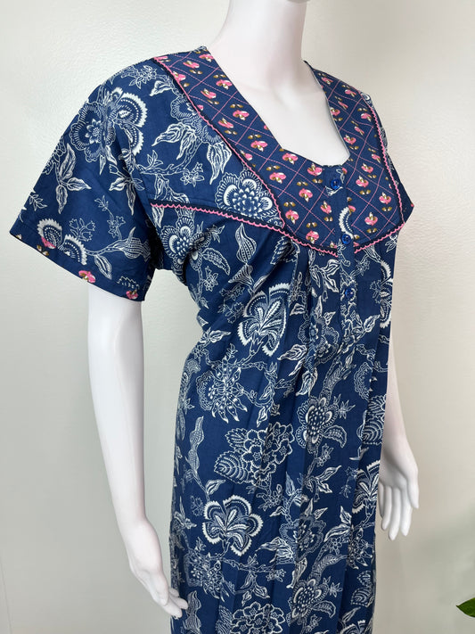 Royal Blue 100% Cotton Nighty Soft & Comfortable