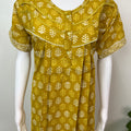 Yellow Pleated Style 100% Cotton Nighty